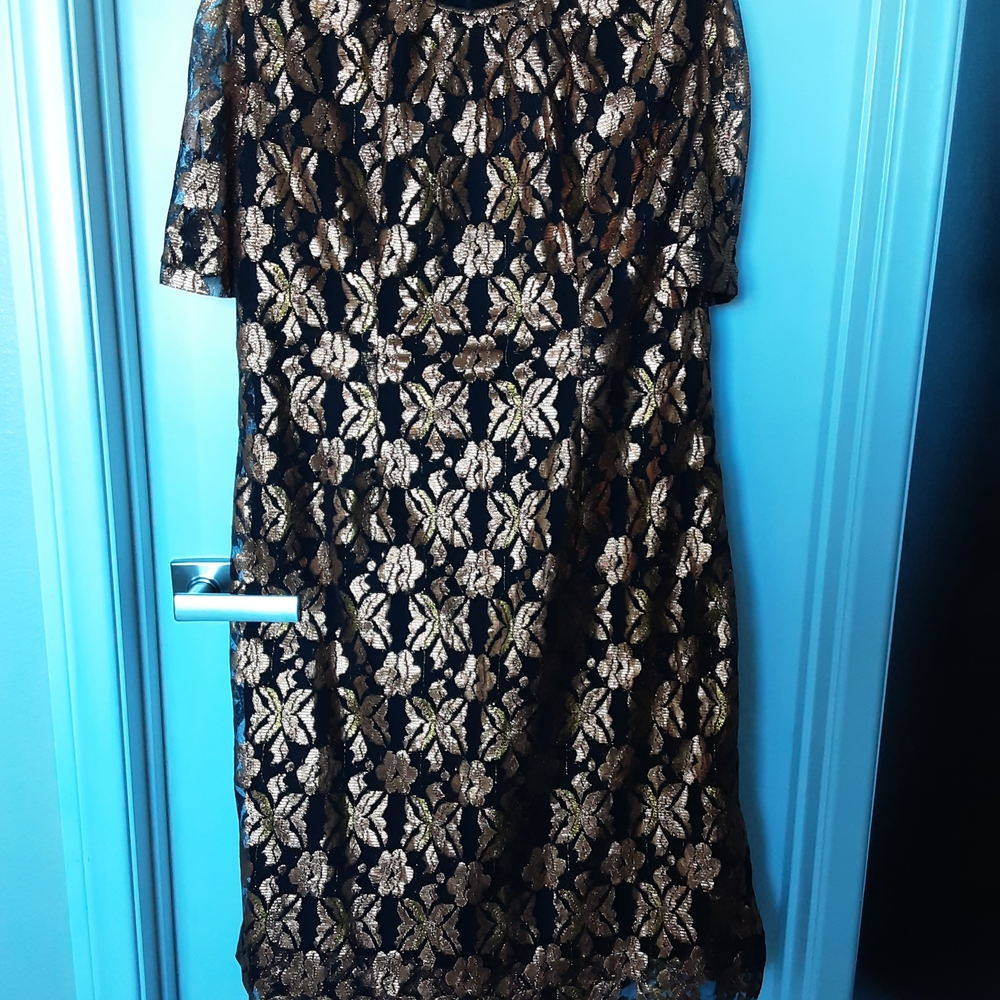 Elegant Black and Orange Floral Dress1